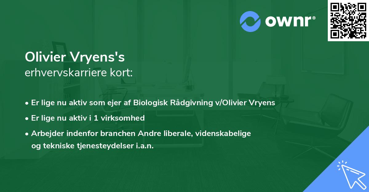 Olivier Vryens's erhvervskarriere kort