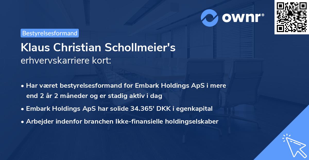 Klaus Christian Schollmeier's erhvervskarriere kort