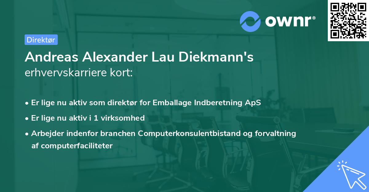Andreas Alexander Lau Diekmann's erhvervskarriere kort
