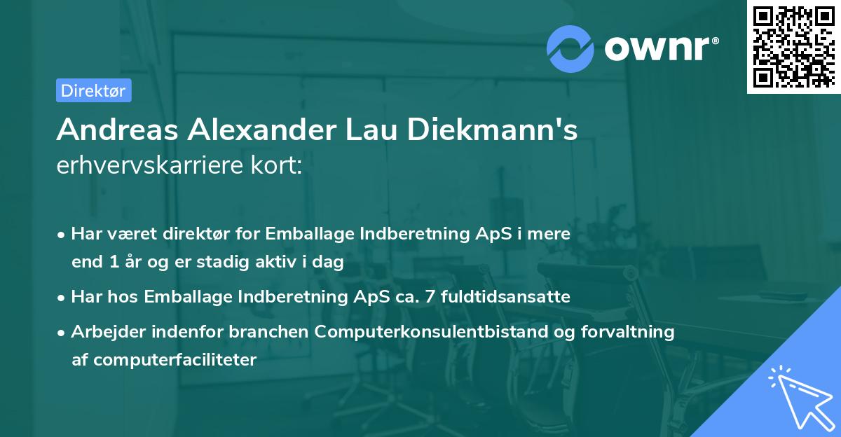 Andreas Alexander Lau Diekmann's erhvervskarriere kort