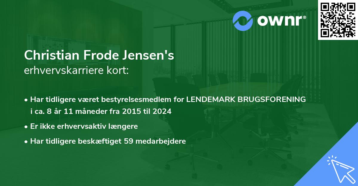 Christian Frode Jensen's erhvervskarriere kort