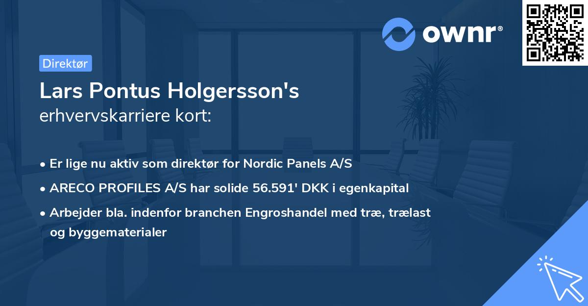 Lars Pontus Holgersson's erhvervskarriere kort