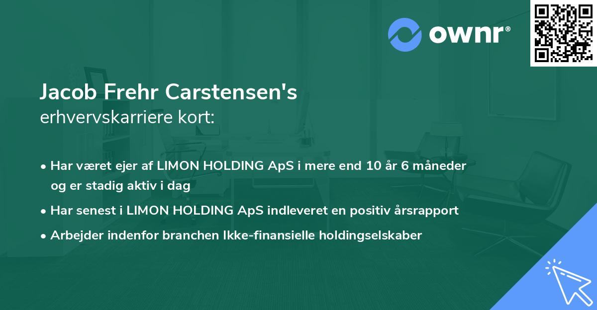 Jacob Frehr Carstensen's erhvervskarriere kort
