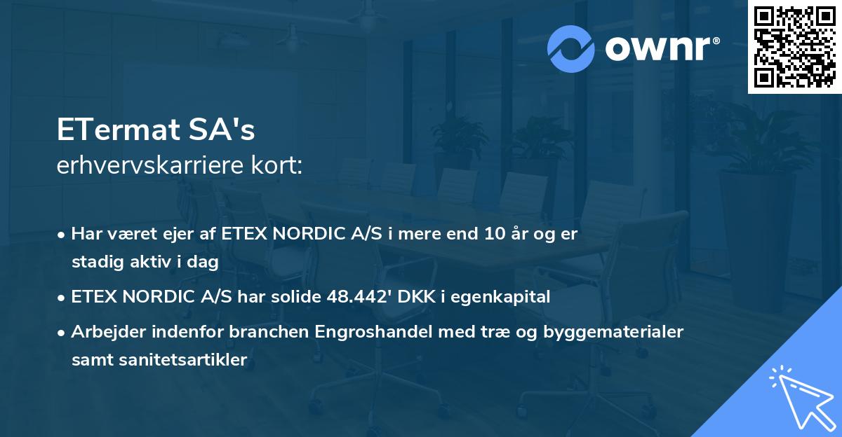 ETermat SA's erhvervskarriere kort