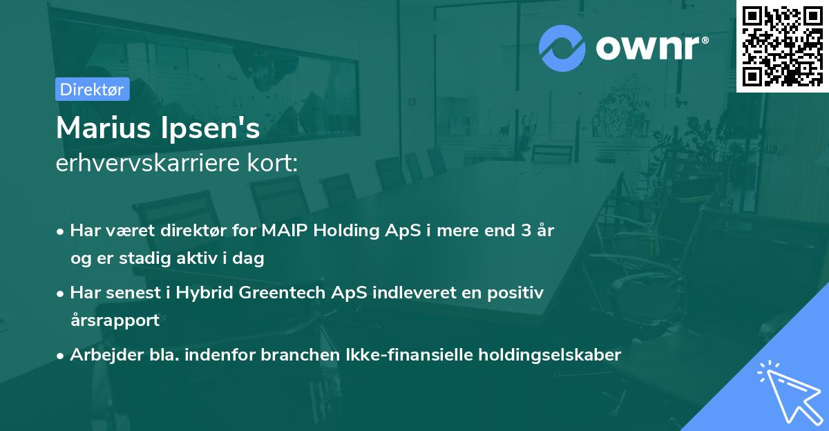 Marius Ipsen's erhvervskarriere kort