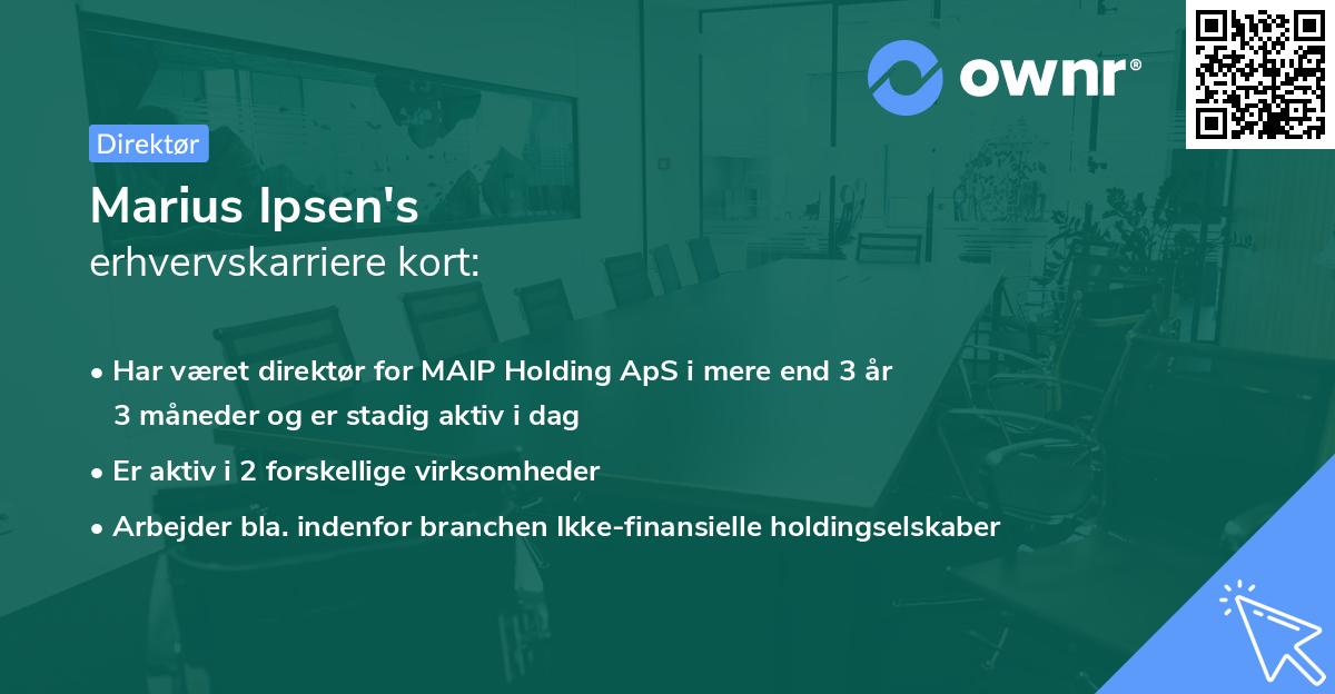 Marius Ipsen's erhvervskarriere kort