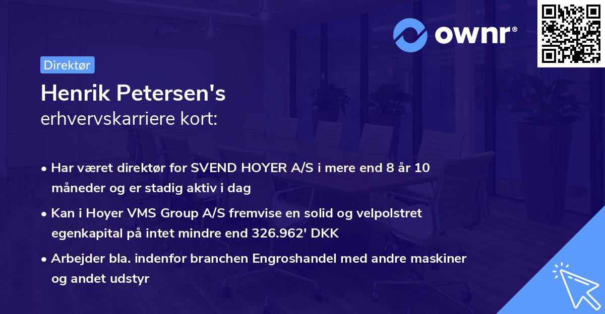Henrik Petersen's erhvervskarriere kort