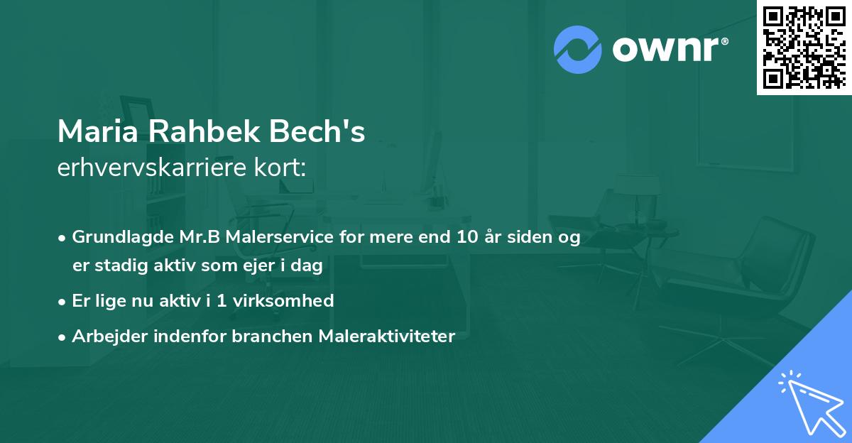 Maria Rahbek Bech's erhvervskarriere kort
