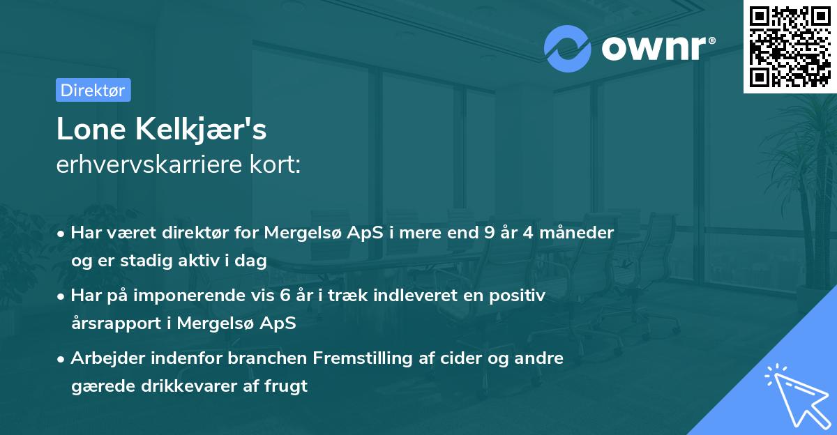 Lone Kelkjær's erhvervskarriere kort