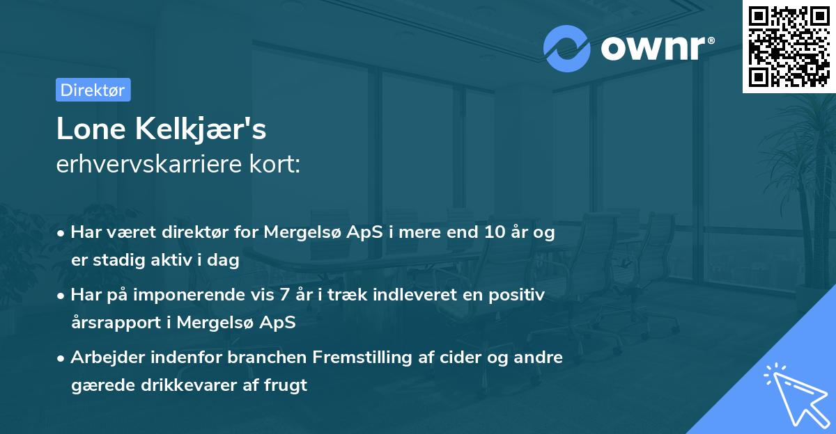 Lone Kelkjær's erhvervskarriere kort