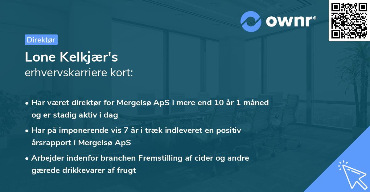Lone Kelkjær's erhvervskarriere kort