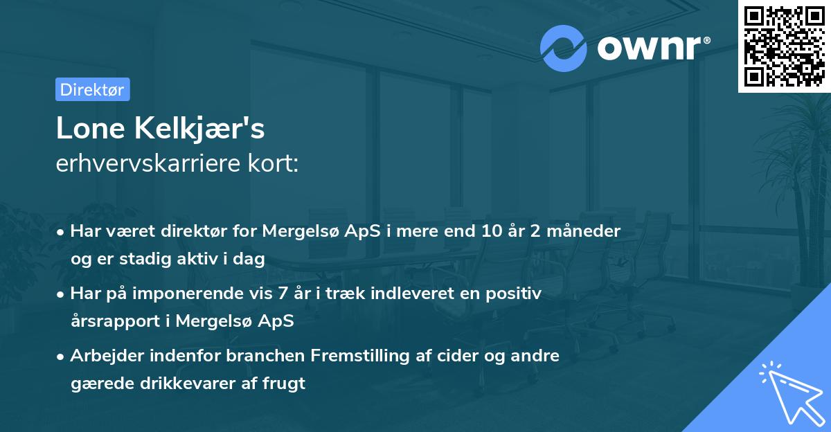 Lone Kelkjær's erhvervskarriere kort