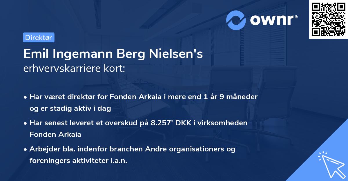 Emil Ingemann Berg Nielsen's erhvervskarriere kort