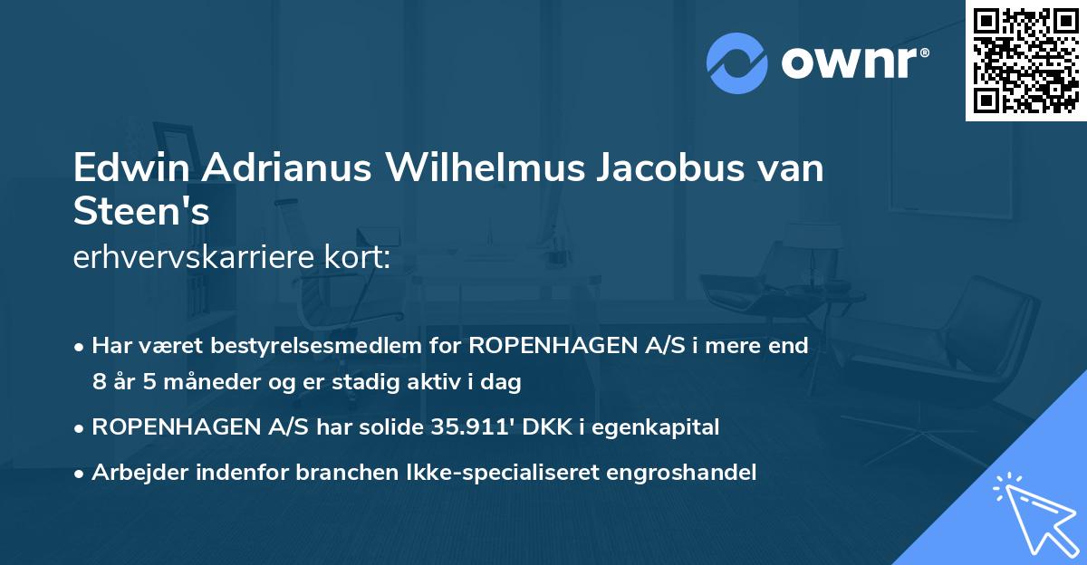 Edwin Adrianus Wilhelmus Jacobus van Steen's erhvervskarriere kort