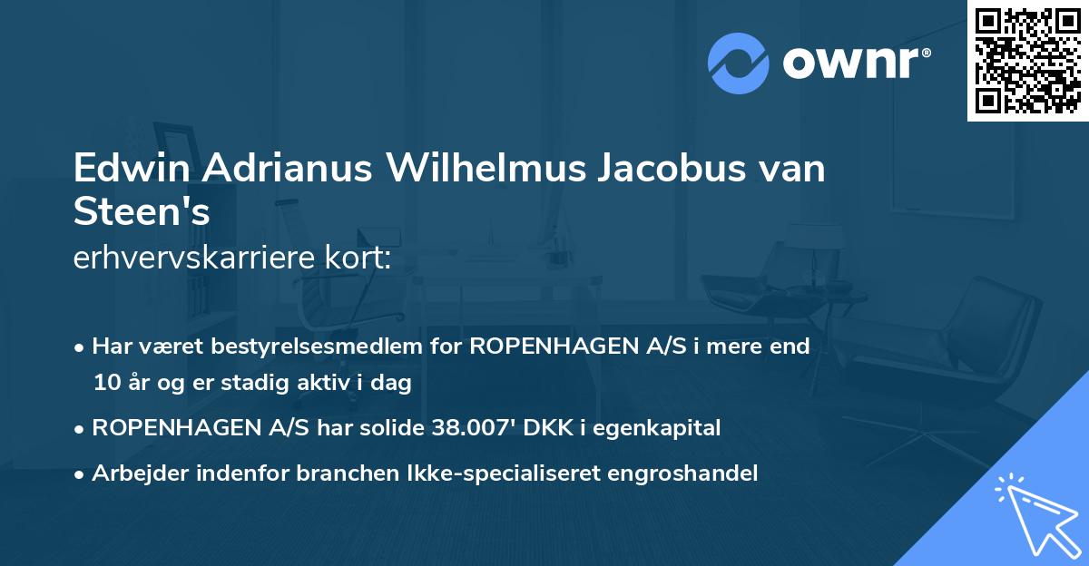 Edwin Adrianus Wilhelmus Jacobus van Steen's erhvervskarriere kort