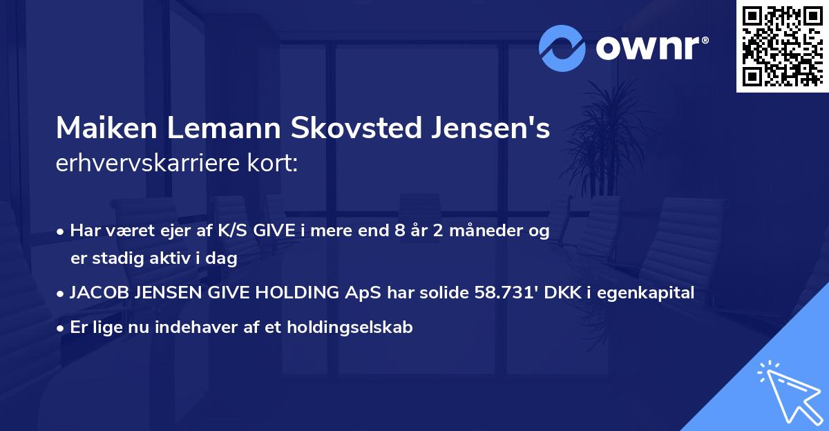 Maiken Lemann Skovsted Jensen's erhvervskarriere kort