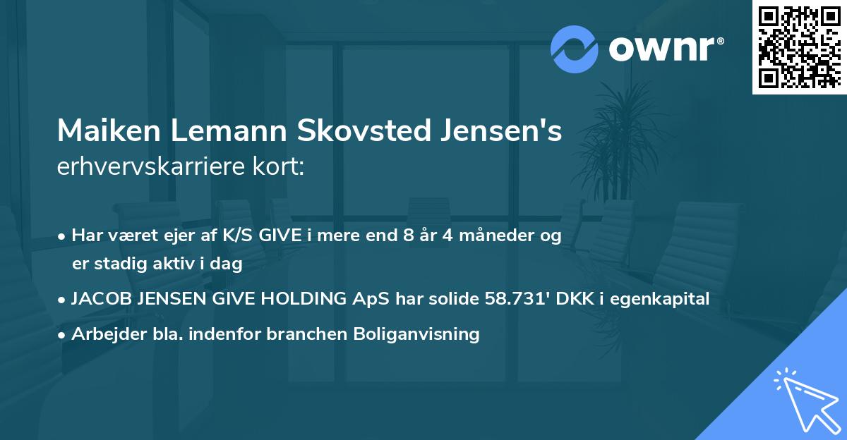 Maiken Lemann Skovsted Jensen's erhvervskarriere kort