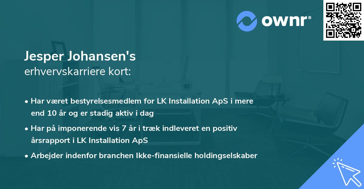 Jesper Johansen's erhvervskarriere kort