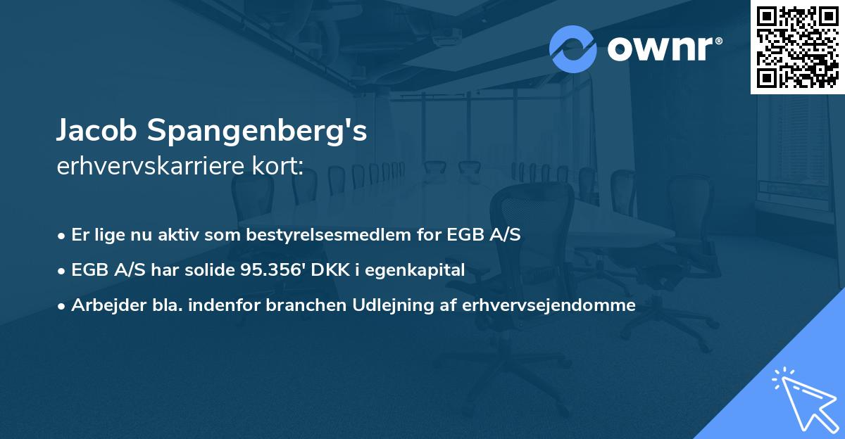 Jacob Spangenberg's erhvervskarriere kort