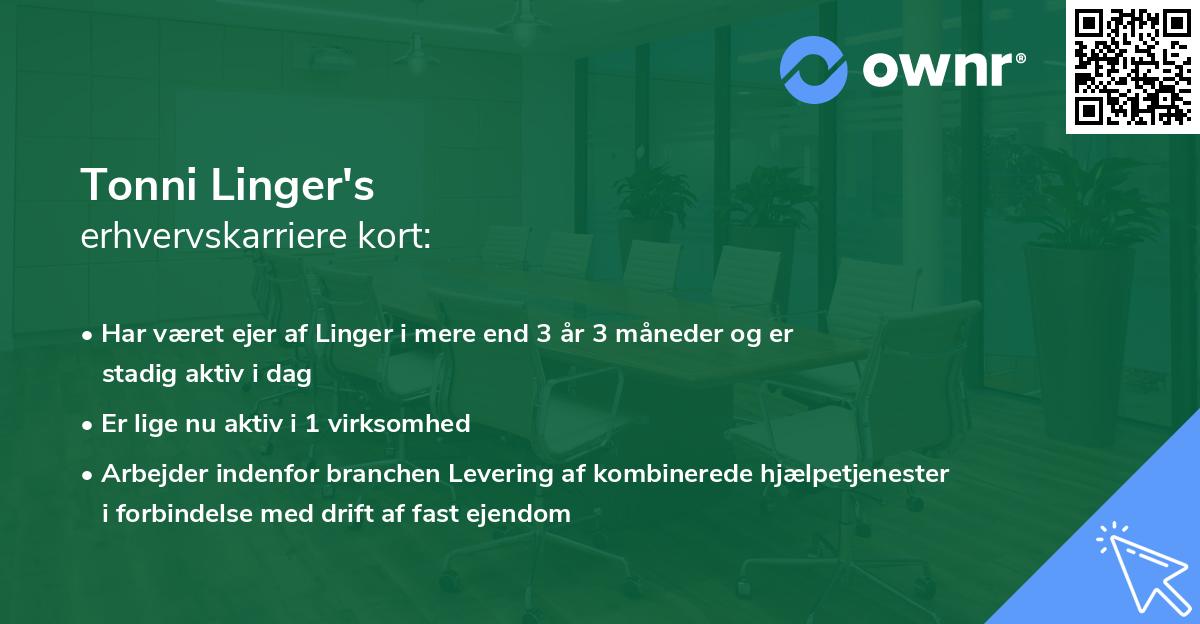 Tonni Linger's erhvervskarriere kort