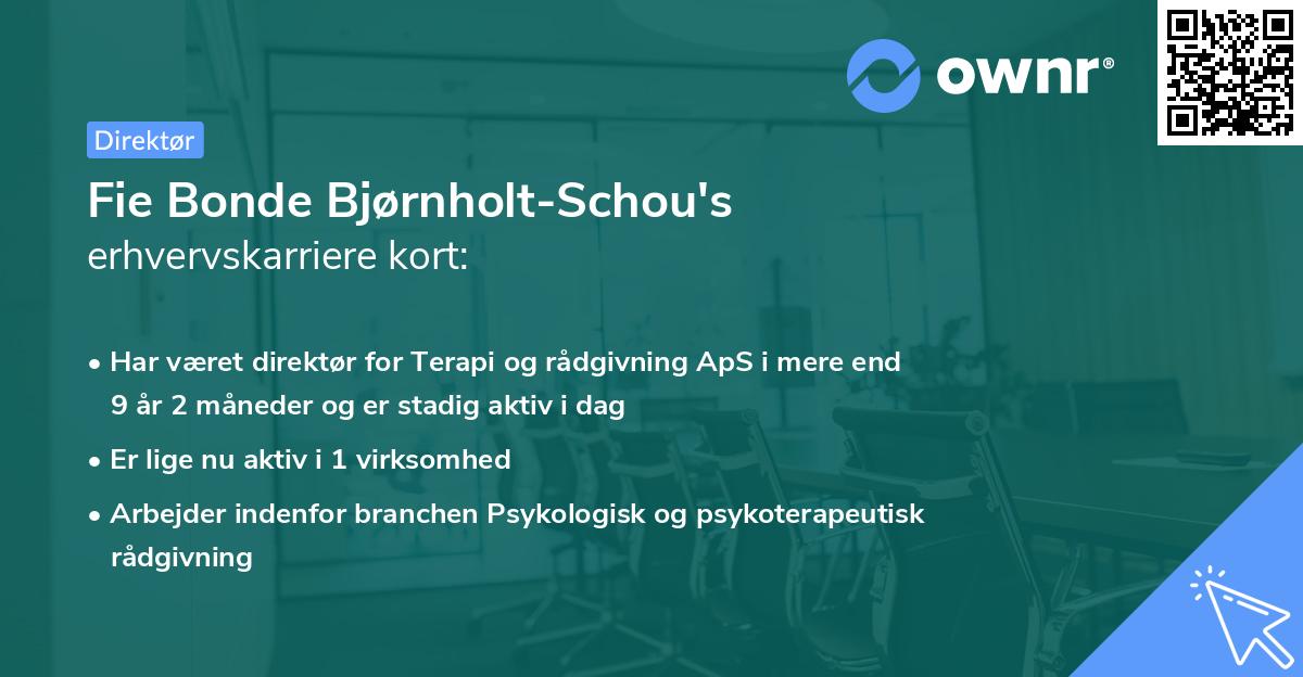 Fie Bonde Bjørnholt-Schou's erhvervskarriere kort