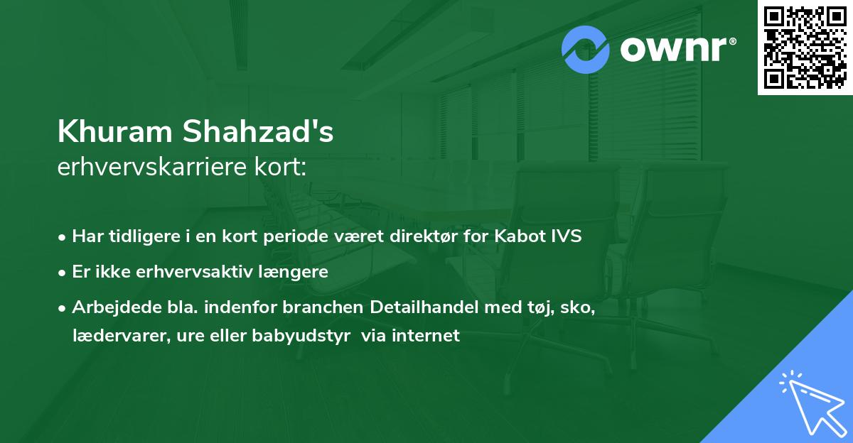 Khuram Shahzad's erhvervskarriere kort