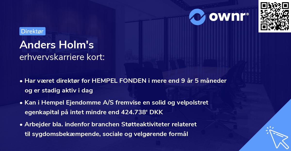 Anders Holm's erhvervskarriere kort
