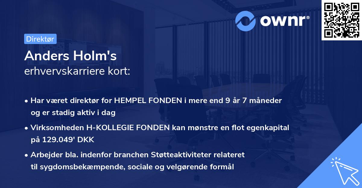 Anders Holm's erhvervskarriere kort