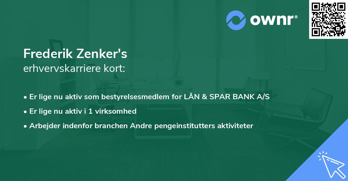 Frederik Zenker's erhvervskarriere kort