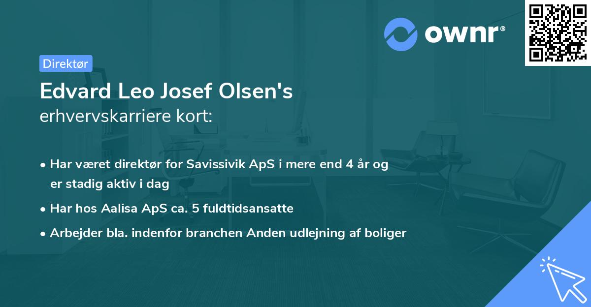 Edvard Leo Josef Olsen's erhvervskarriere kort