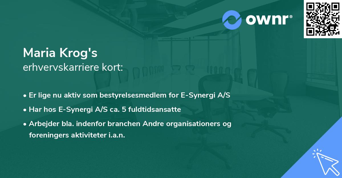 Maria Krog's erhvervskarriere kort