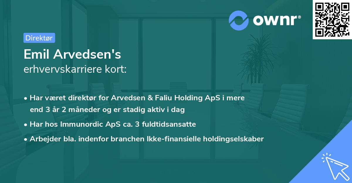 Emil Arvedsen's erhvervskarriere kort