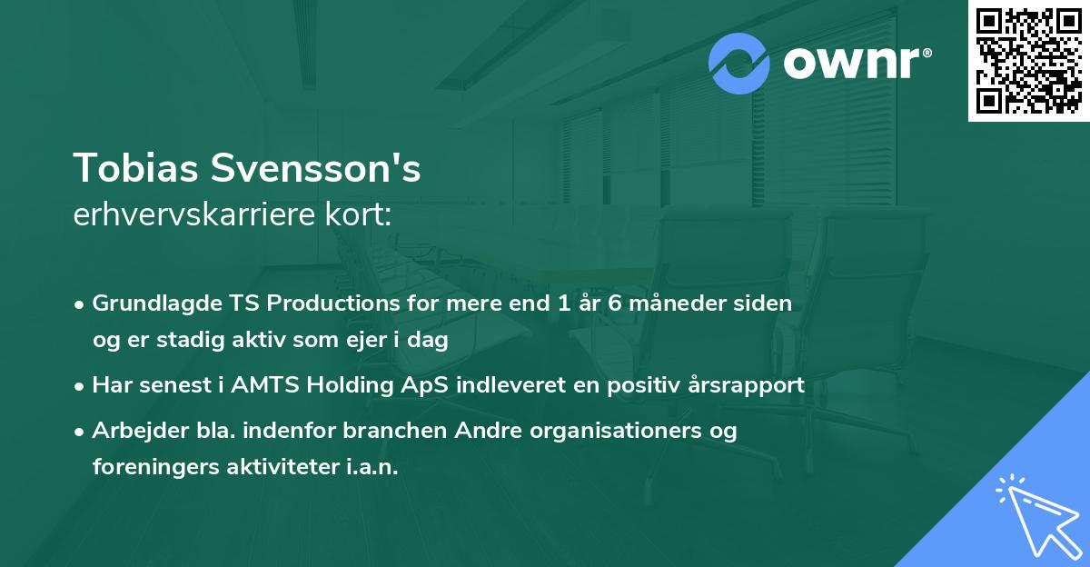 Tobias Svensson's erhvervskarriere kort