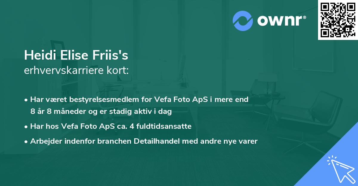 Heidi Elise Friis's erhvervskarriere kort