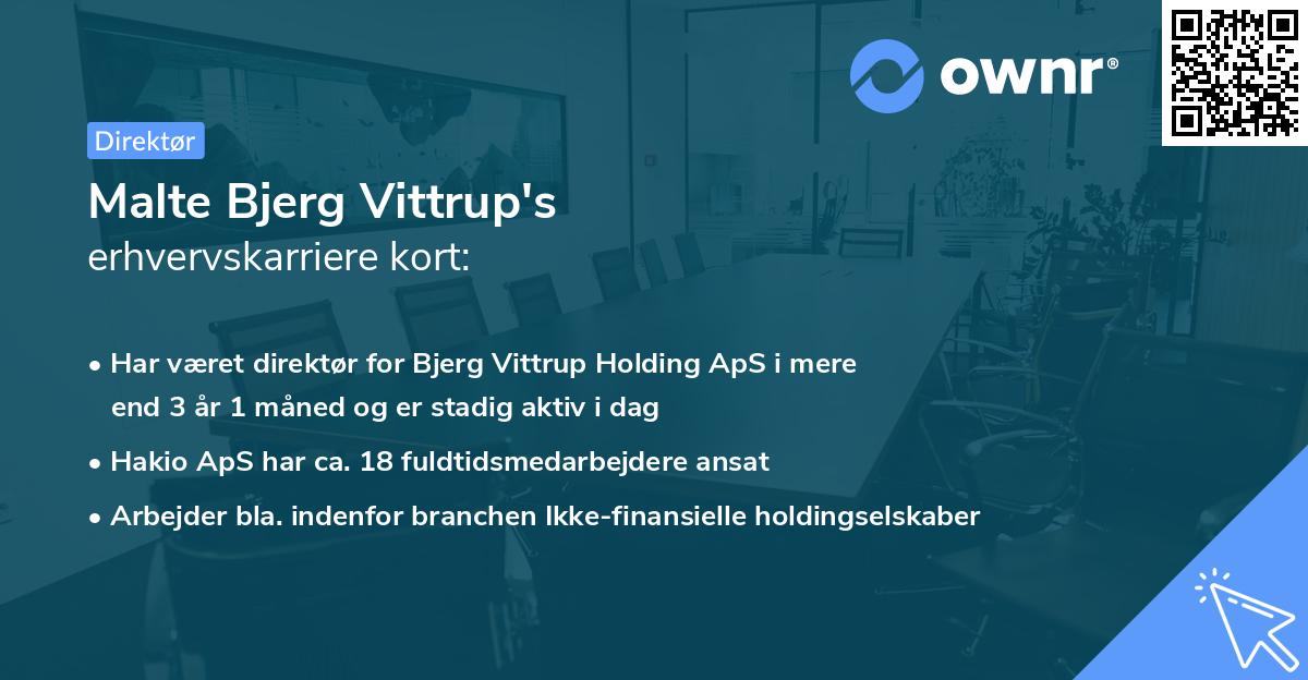 Malte Bjerg Vittrup's erhvervskarriere kort