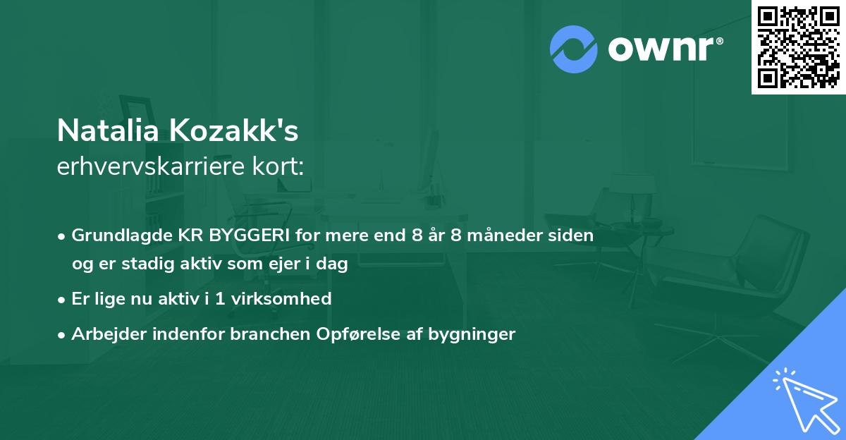 Natalia Kozakk's erhvervskarriere kort