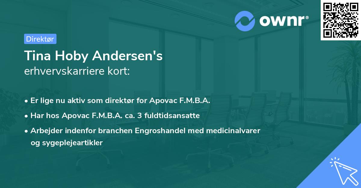 Tina Hoby Andersen's erhvervskarriere kort