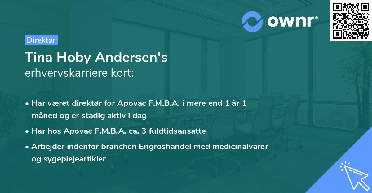 Tina Hoby Andersen's erhvervskarriere kort