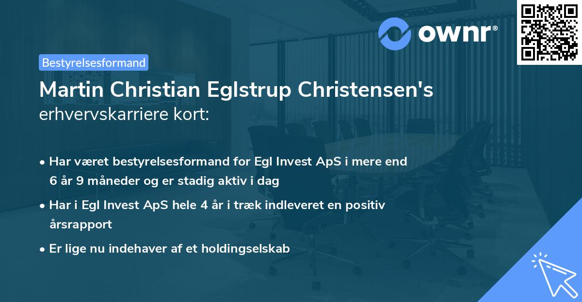 Martin Christian Eglstrup Christensen's erhvervskarriere kort