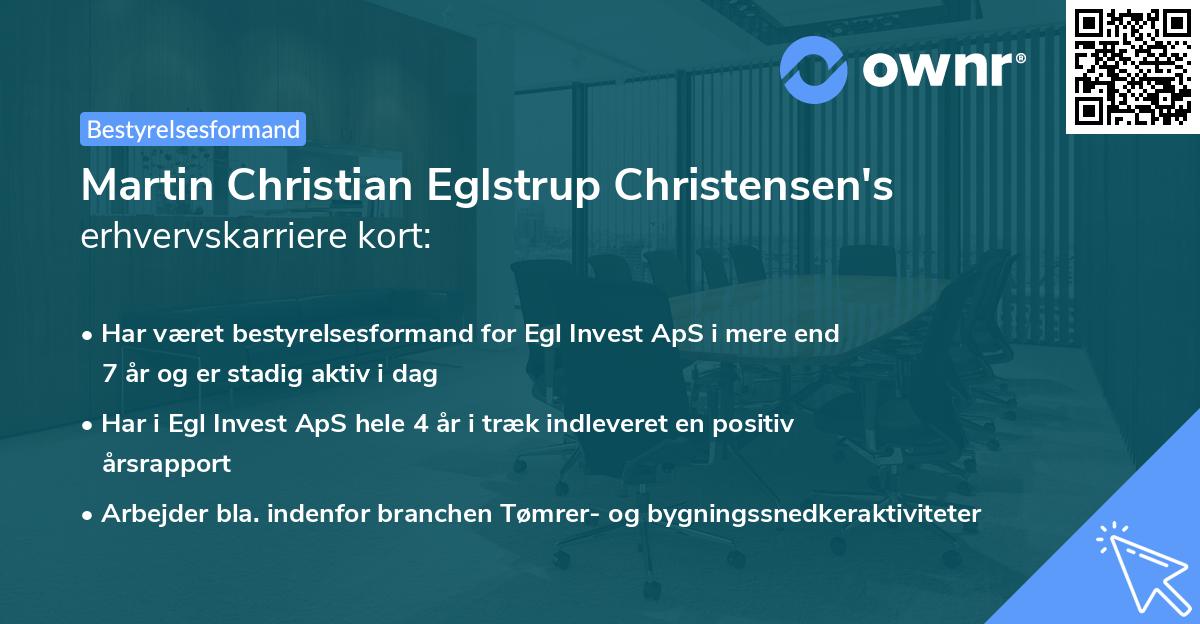 Martin Christian Eglstrup Christensen's erhvervskarriere kort