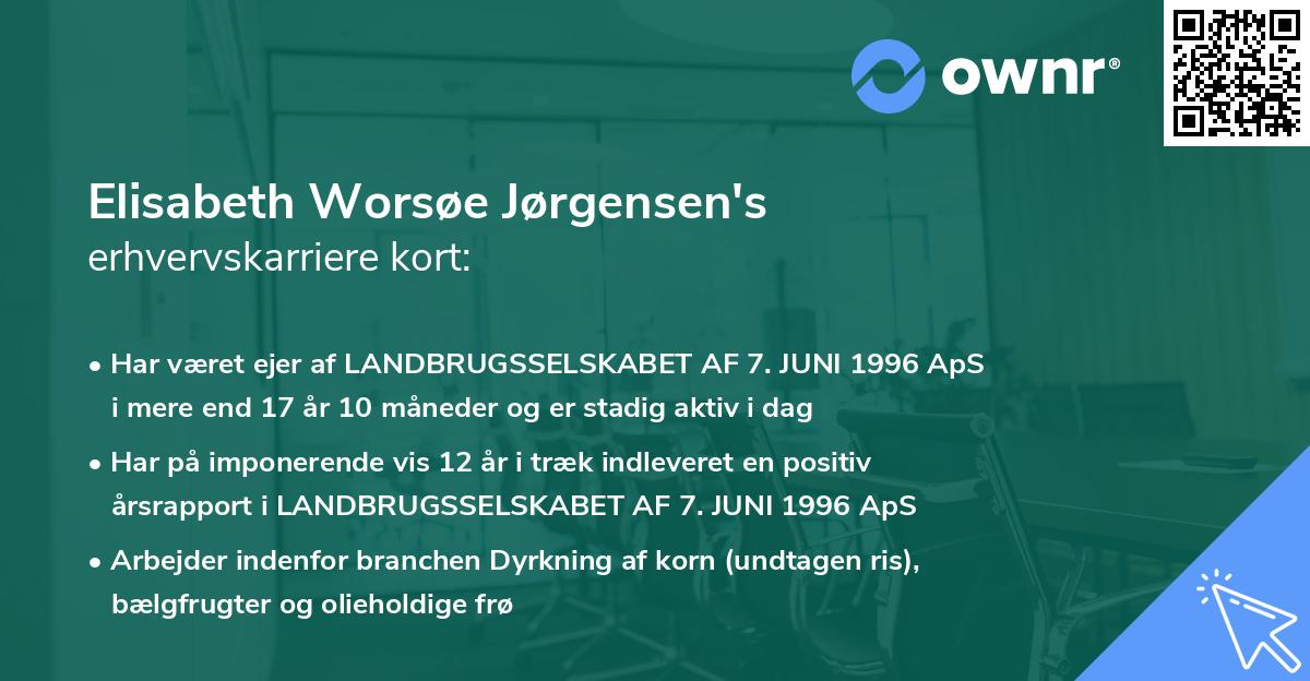 Elisabeth Worsøe Jørgensen's erhvervskarriere kort