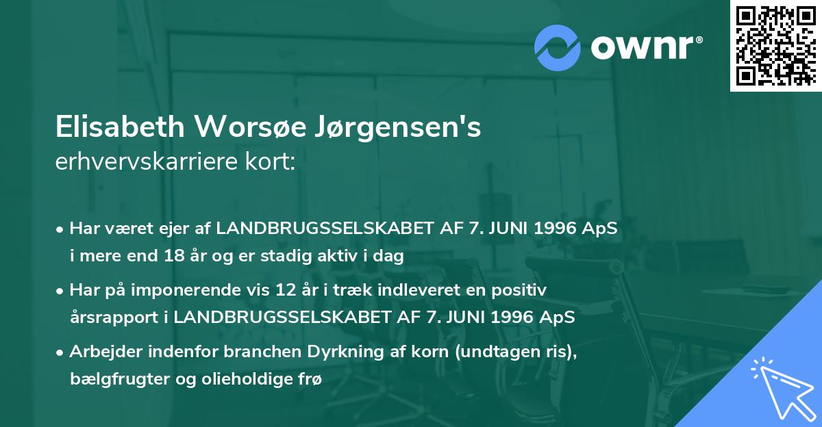 Elisabeth Worsøe Jørgensen's erhvervskarriere kort