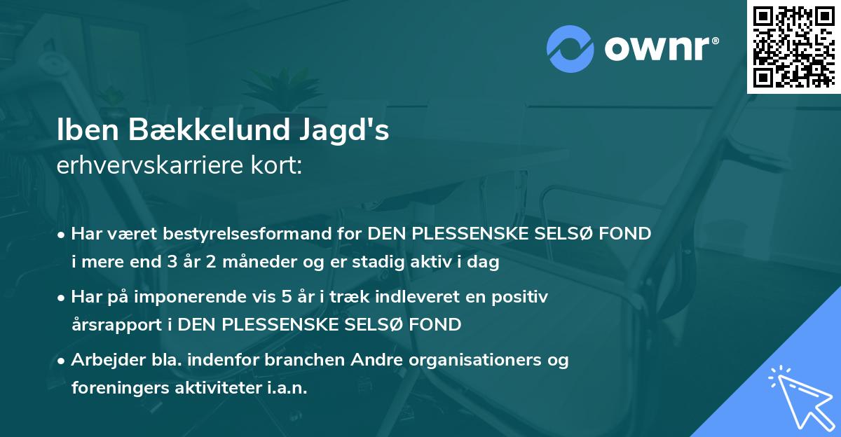 Iben Bækkelund Jagd's erhvervskarriere kort