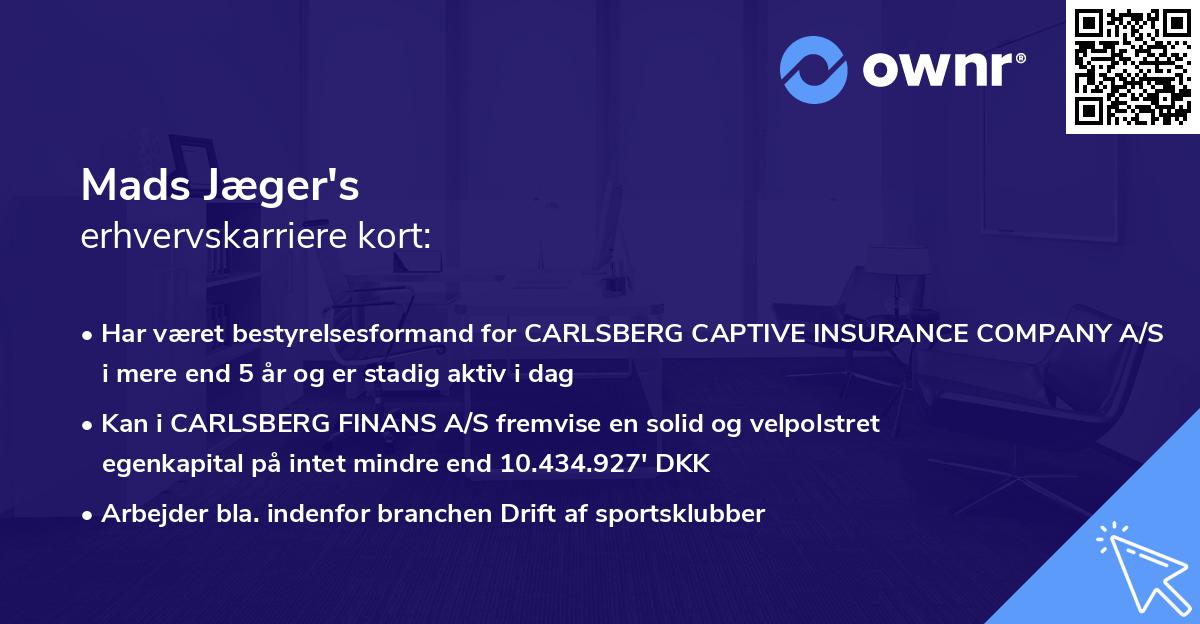 Mads Jæger's erhvervskarriere kort