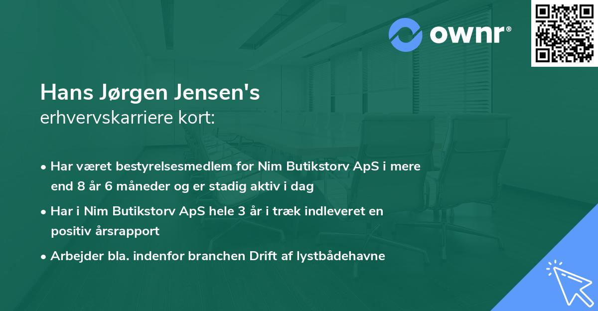 Hans Jørgen Jensen's erhvervskarriere kort