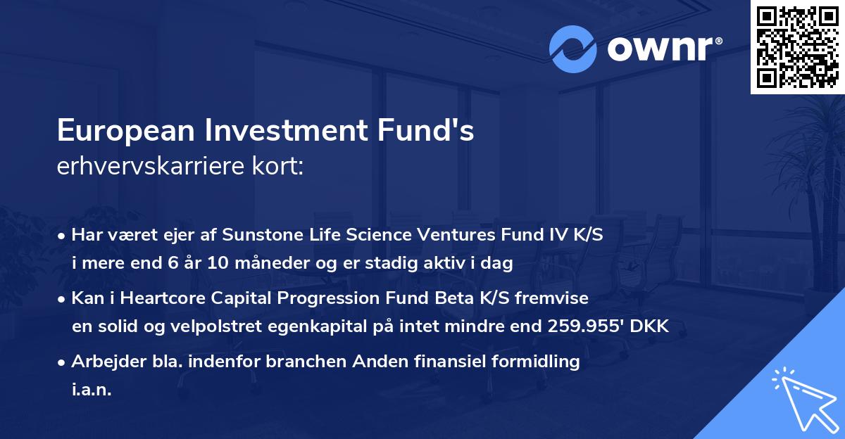 European Investment Fund's erhvervskarriere kort
