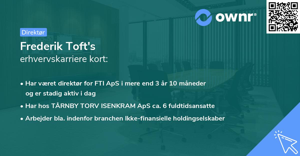 Frederik Toft's erhvervskarriere kort