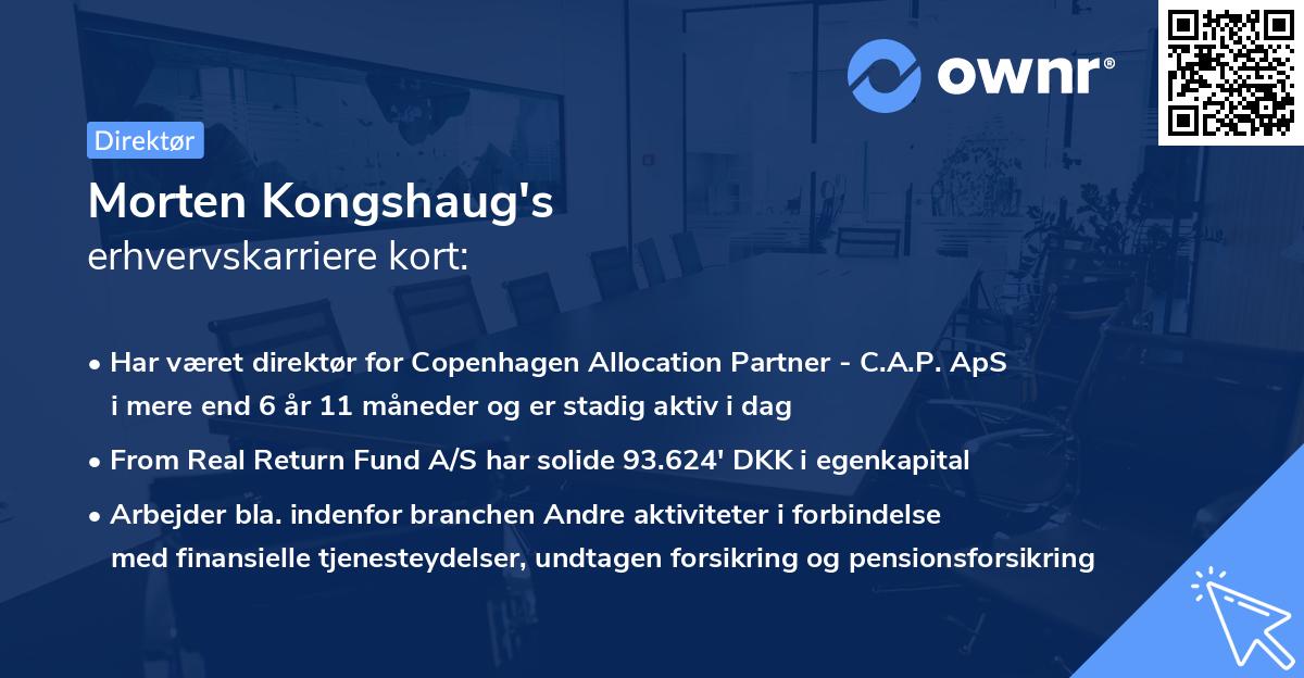 Morten Kongshaug's erhvervskarriere kort