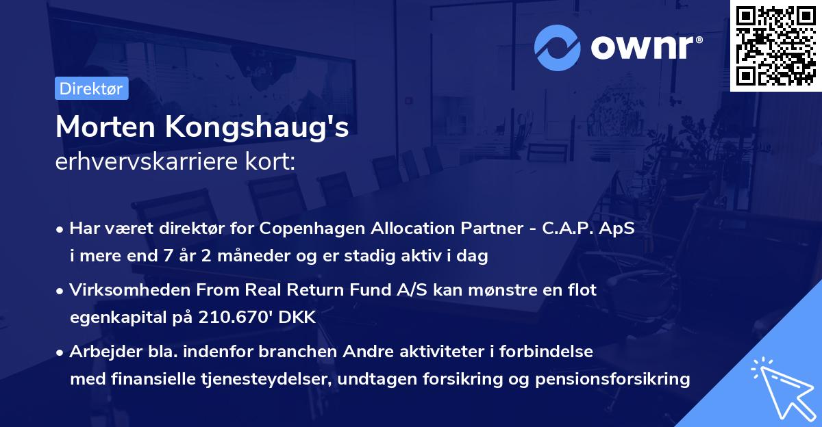 Morten Kongshaug's erhvervskarriere kort