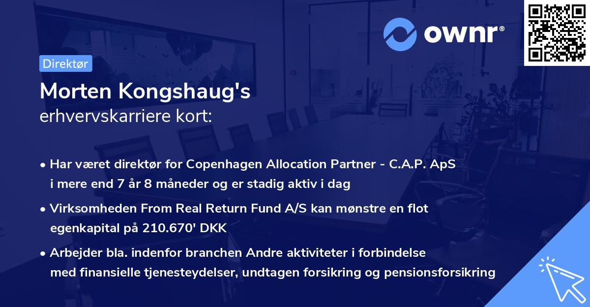 Morten Kongshaug's erhvervskarriere kort